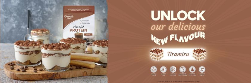 Morlife Plantiful Protein tiramisu serving suggestion