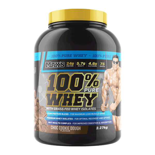 100% Whey Protein by Max's 2.27kg Choc Cookie Dough