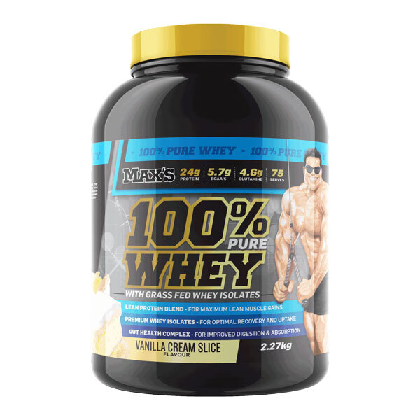 100% Whey Protein by Max's 2.27kg Vanilla Cream Slice