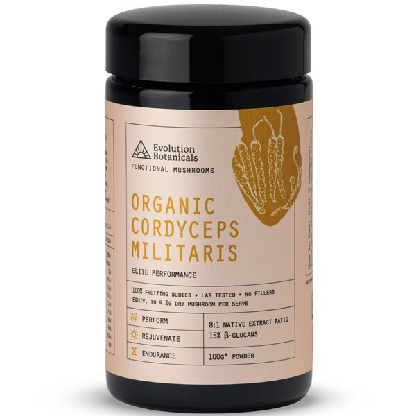 Evolution Botanicals Organic Cordyceps Militaris Powder 100g Jar