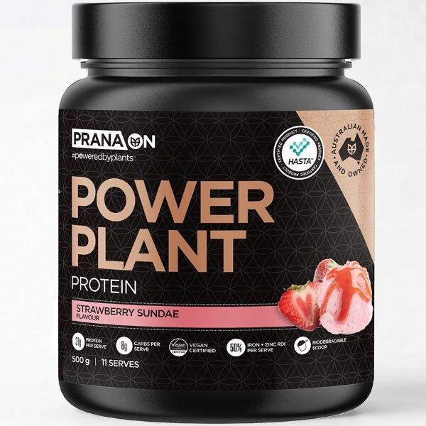 PranaOn Power Plant Protein 500g Powder Strawberry Sundae