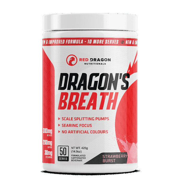 Dragon's Breath Pre by Red Dragon 50 Serves Strawberry Burst