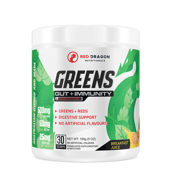 GREENS GUT + IMMUNITY by RED DRAGON NUTRITIONALS 30 Serve Breakfast Juice